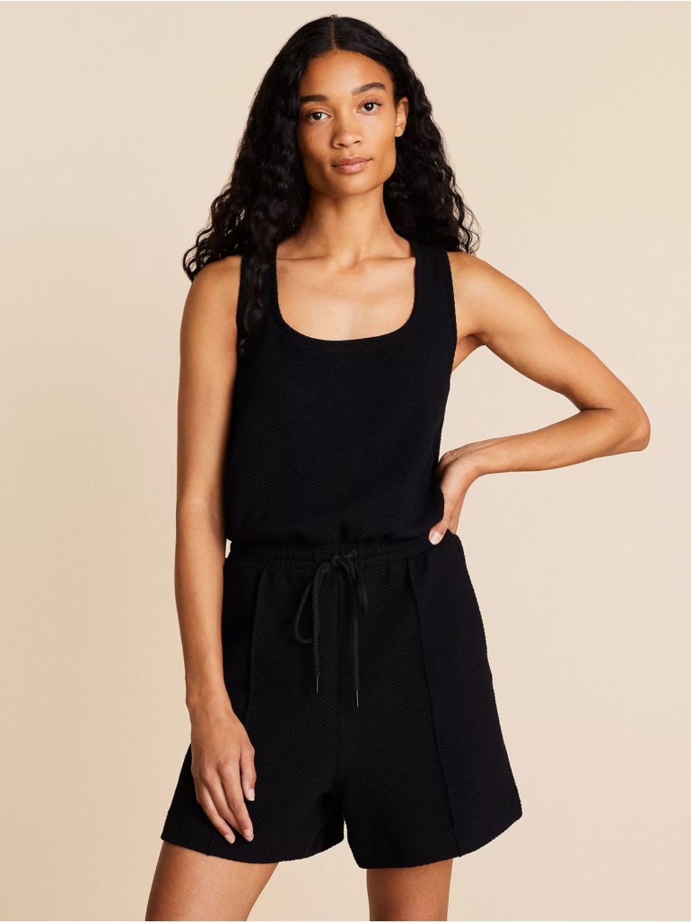 Lou & Grey Black Textured Tank Romper
